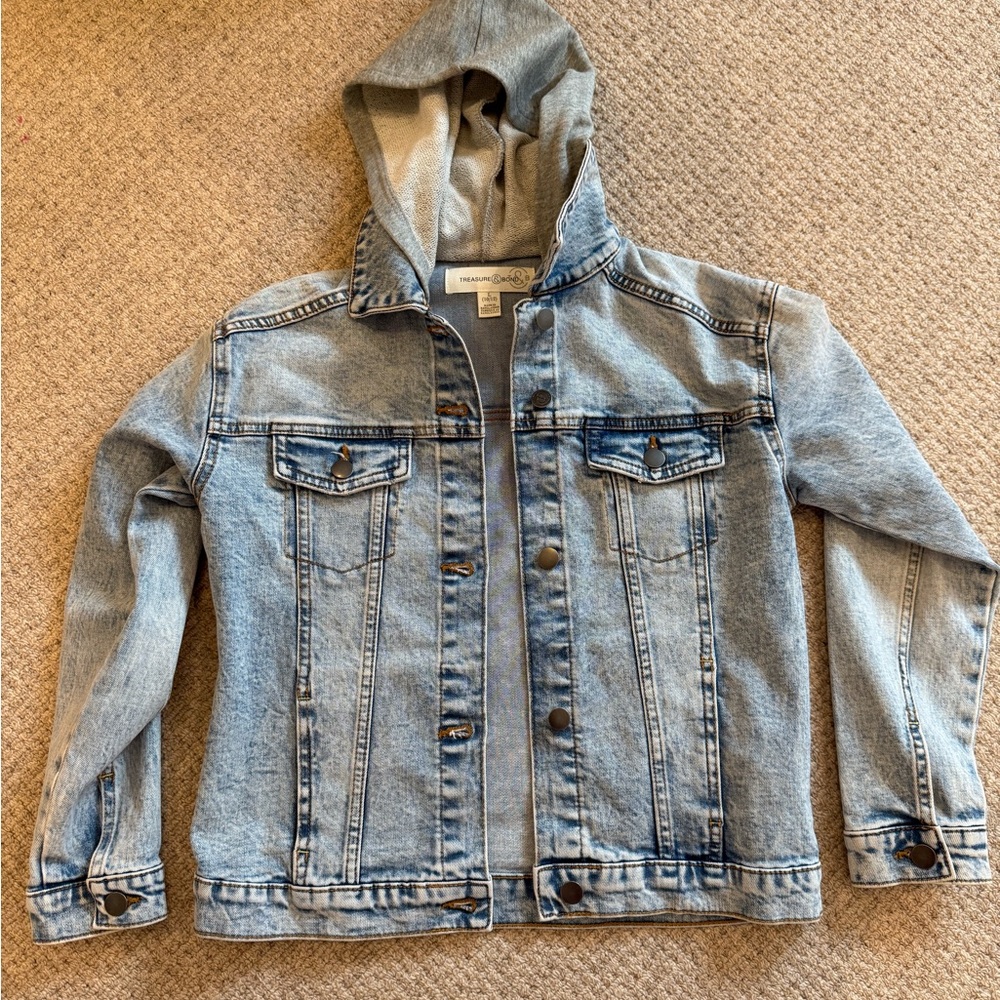 Treasure & Bond Kids Blue Jean Jacket with Hood